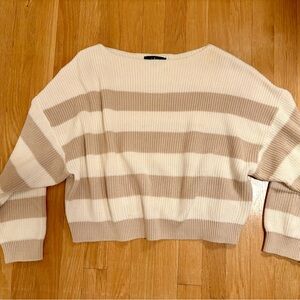 Lulu's Beige and Cream Striped Sweater